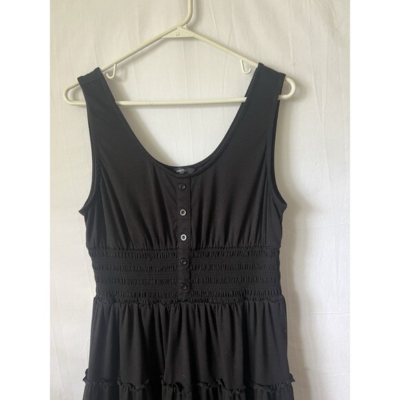Women’s Summer Black Dress Sleeveless Button Down Casual Swing Mini Dress Size L - Picture 5 of 9
